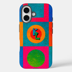 Retro Geometrische Kleur Pop Telefoonhoes met Mono iPhone 16 Hoesje