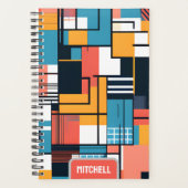 Retro geometrische kleurenblokken gepersonaliseerd planner (Voorkant)