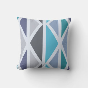 Retro geometrische kunst driehoeken Turquoise grij Kussen
