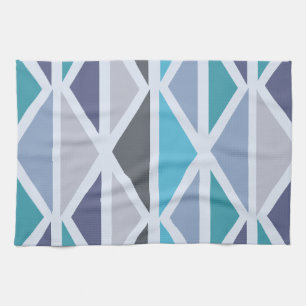 Retro geometrische kunst driehoeken Turquoise grij Theedoek