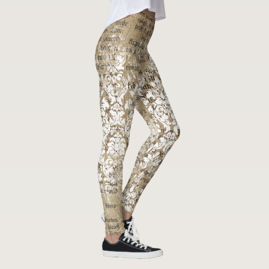 Retro geometrische leggings - Ephemera-patroon cad (Rechts)