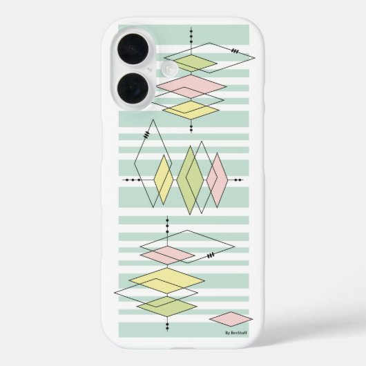 Retro Geometrische Mid-Century Moderne iPhone Case (Achterkant)