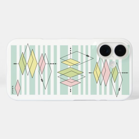 Retro Geometrische Mid-Century Moderne iPhone Case (Achterkant (horizontaal))