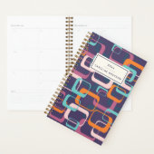 Retro Geometrische Midden Mod Atomaire Paarse Gepe Planner (Display)