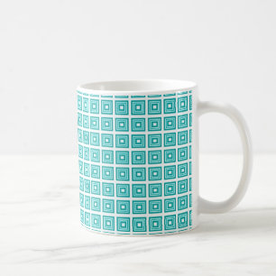 Retro Geometrische Mok, Turquoise Koffiemok