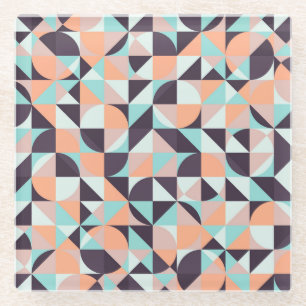 Retro geometrische, naadloze achtergrond glazen onderzetter