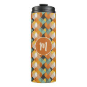 Retro Geometrische Ovalen Sinaasappel Blauwgroen G Thermosbeker (Voorkant)