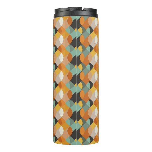 Retro Geometrische Ovalen Sinaasappel Blauwgroen G Thermosbeker (Achterkant)