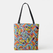 Retro geometrische palmveren tote bag (Achterkant)