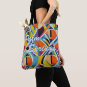 Retro geometrische palmveren tote bag (Dichtbij)