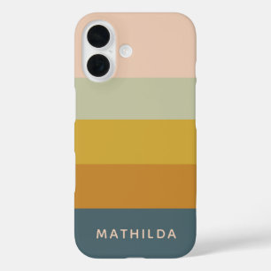 Retro geometrische pastel kleur blok gepersonalise iPhone 16 hoesje