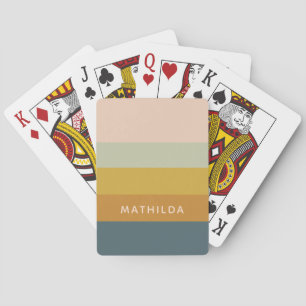 Retro geometrische pastel kleur blok gepersonalise pokerkaarten