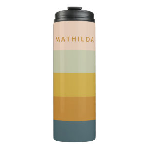 Retro geometrische pastel kleurblok gepersonalisee thermosbeker