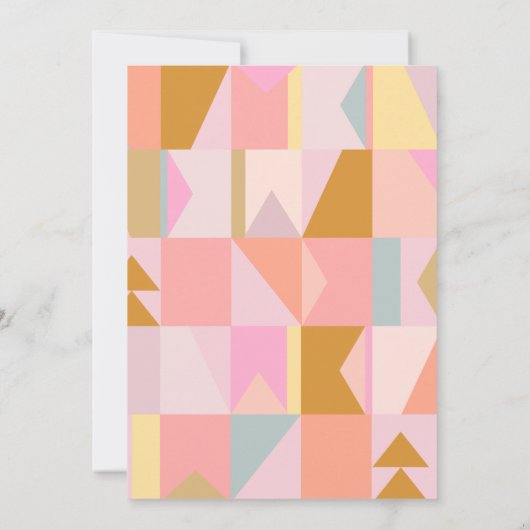 Retro geometrische pastel roze gouden Vrijgezellen Kaart (Achterkant)