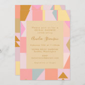 Retro geometrische pastel roze gouden Vrijgezellen Kaart (Voorkant / Achterkant)