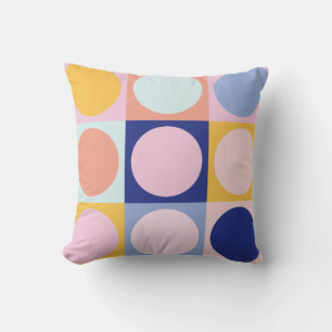 Retro geometrische pastelkleur blok roze blauw kussen