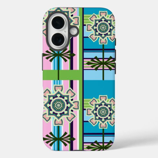 Retro geometrische patronen en fantasiebloemen Case-Mate iPhone case (Achterkant)