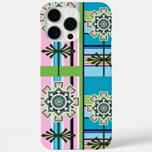 Retro geometrische patronen en fantasiebloemen Case-Mate iPhone case (Achterkant)