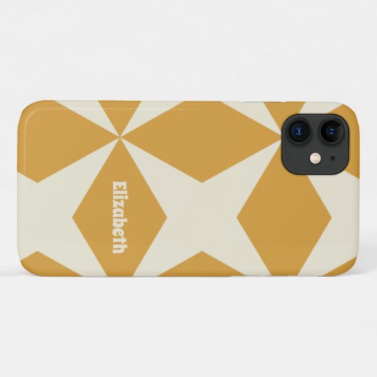 Retro Geometrische Patroon Aangepaste Naam Geel Case-Mate iPhone Case (Achterkant (horizontaal))