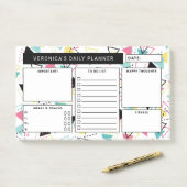 Retro Geometrische Patroon Dagelijkse Planner Post-it® Notes (Op bureau)