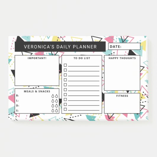 Retro Geometrische Patroon Dagelijkse Planner Post-it® Notes (Voorkant)