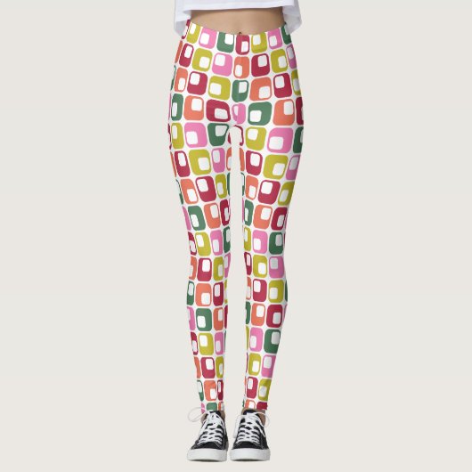 Retro geometrische print jaren 70 Patterned Christ Leggings (Voorkant)