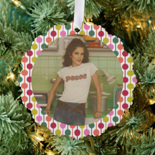 Retro geometrische print jaren 70 Patterned Christ Ornament Kaart