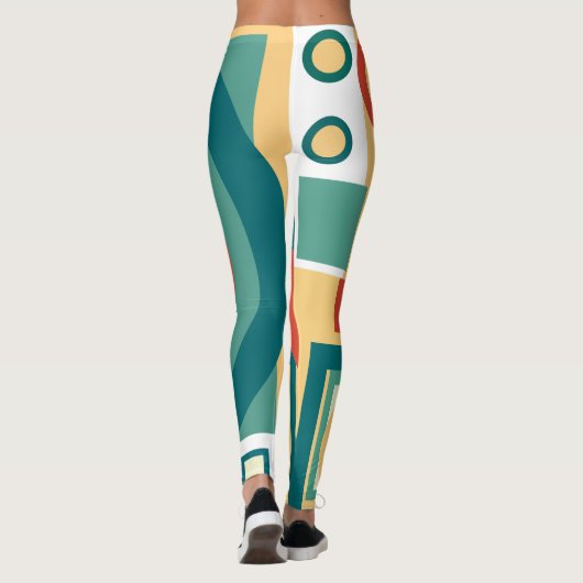 Retro geometrische risograaf, risoprint leggings (Achterkant)