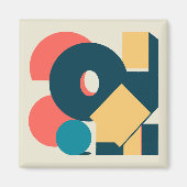 Retro geometrische risograaf, risoprint magneet (Voorkant)