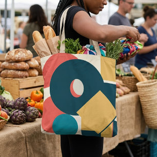 Retro  geometrische risograaf, risoprint tote bag