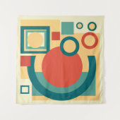 Retro  geometrische risograaf, risoprint wandkleed (Voorkant (horizontaal))