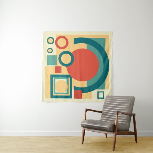 Retro  geometrische risograaf, risoprint wandkleed (In situ)