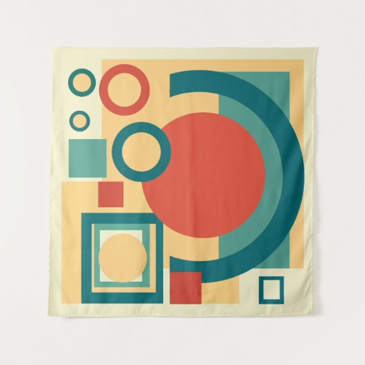 Retro  geometrische risograaf, risoprint wandkleed (Voorkant)