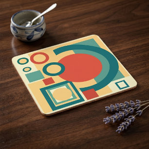Retro Geometrische Risograaf Stijl Abstract Ontwer Kartonnen Onderzetters