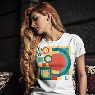 Retro Geometrische Risograaf Stijl Abstract Ontwer T-shirt