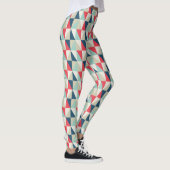 Retro Geometrische Rode en Blauwe Patroon van Leggings (Rechts)