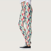 Retro Geometrische Rode en Blauwe Patroon van Leggings (Links)