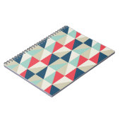 Retro Geometrische Rode en Blauwe Patroon van Notitieboek (Linkerzijde)