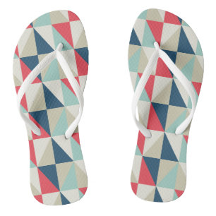 Retro Geometrische Rode en Blauwe Patroon van Teenslippers
