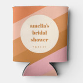 Retro geometrische roze oranje aangepaste bruidsdo blikjeskoeler (Voorkant)