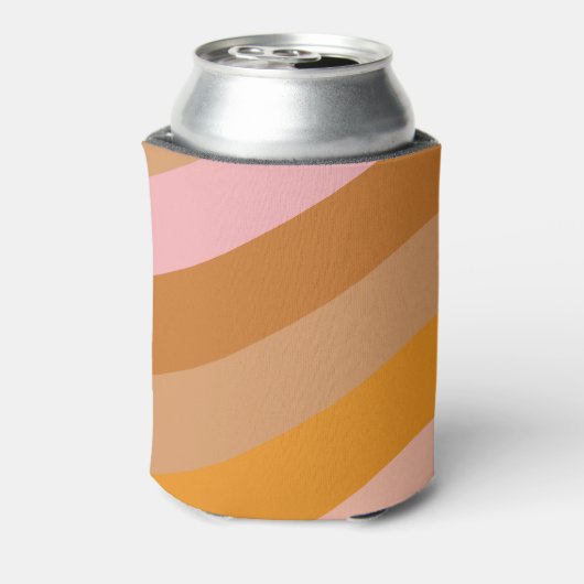 Retro Geometrische Roze Oranje Bruidsmeisjesfeest Blikjeskoeler (Blikje Achterkant)