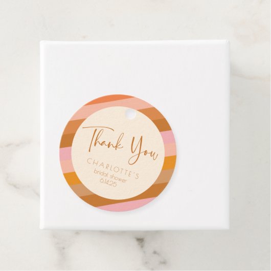 Retro Geometrische Roze Roest Vrijgezellenfeest Da Bedankjes Labels (In situ)