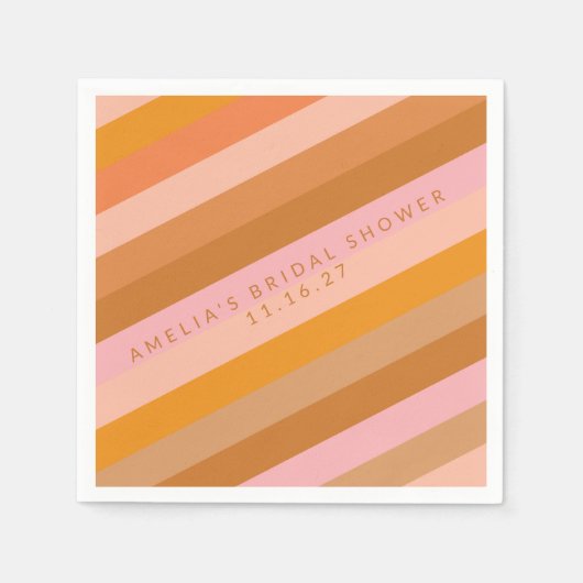 Retro Geometrische Roze Terracotta Bruidsfeest Naa Servet (Voorkant)