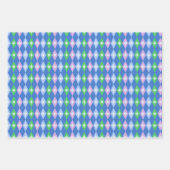Retro geometrische Scandi-diamanten blauw en groen Inpakpapier Vel (Voorkant)