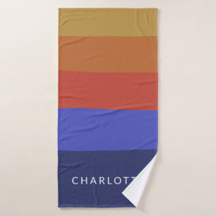 Retro geometrische strepen gepersonaliseerd kracht badhanddoek