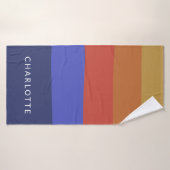 Retro geometrische strepen Gepersonaliseerde Bold Badhanddoek (Badhanddoek)