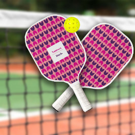 Retro Geometrische Tulpen Patroon Aangepaste Naam Pickleball Paddle