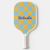 Retro geometrische vierkanten helder geruit patroo pickleball paddle (Voorkant)