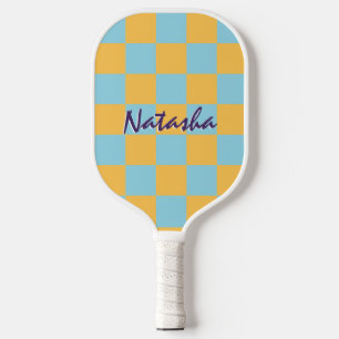 Retro geometrische vierkanten helder geruit patroo pickleball paddle