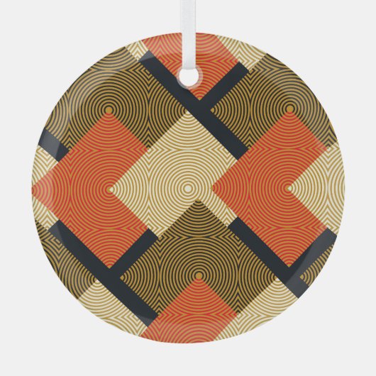 Retro geometrische vierkanten:  patroon. glas ornament (Voorkant)